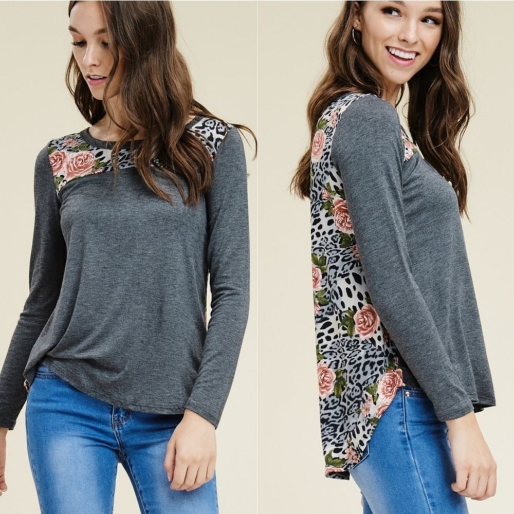 Animal Print With Solid Combo Top
